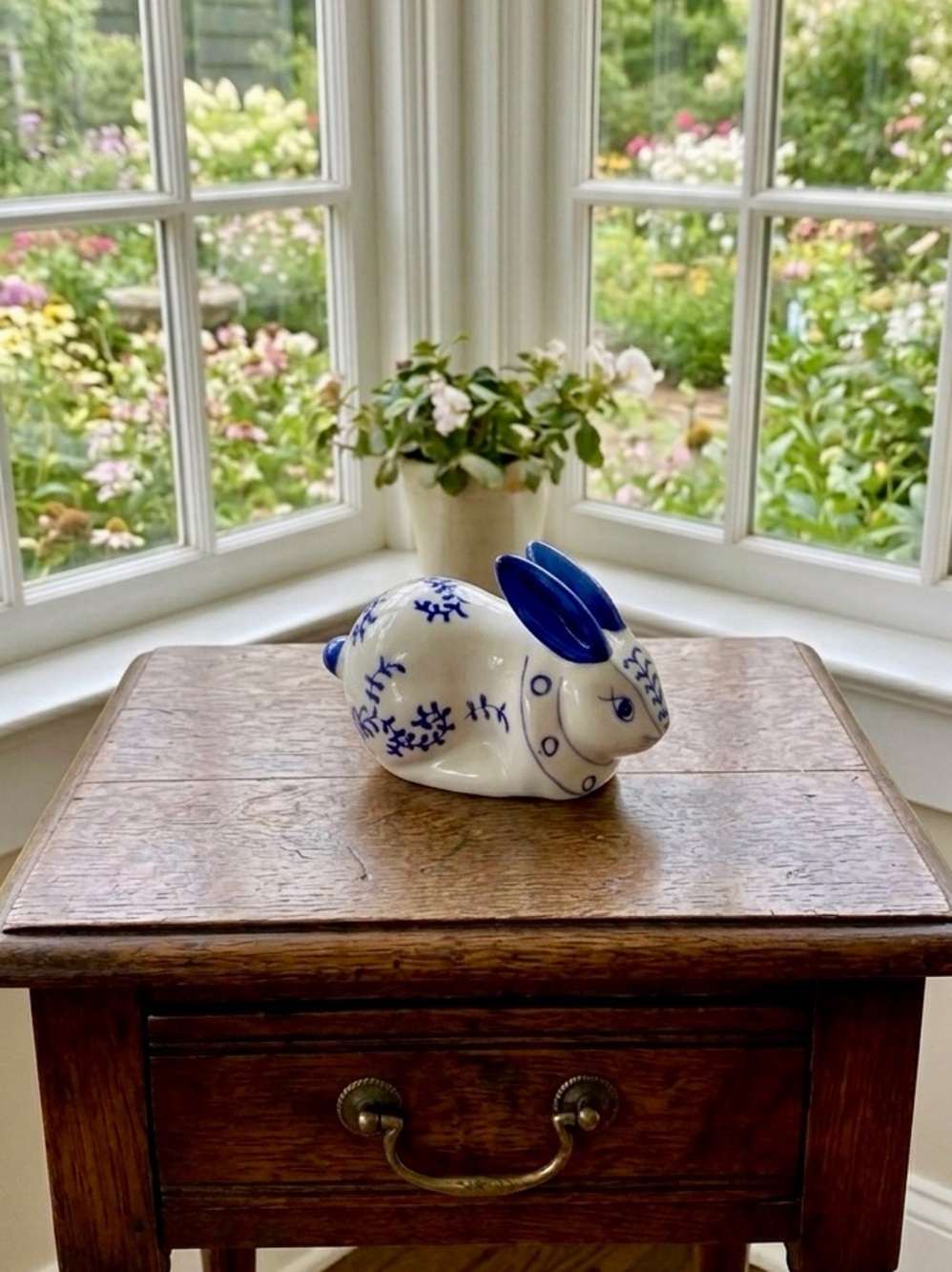 Vintage handpainted porcelain rabbit figurine